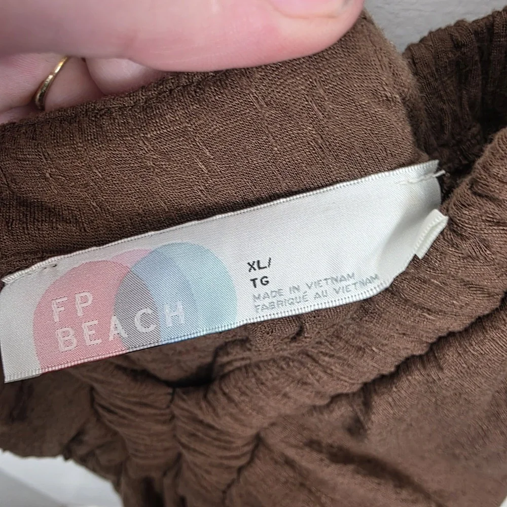 Free People Brown Maxi Dress with Deep V Neck